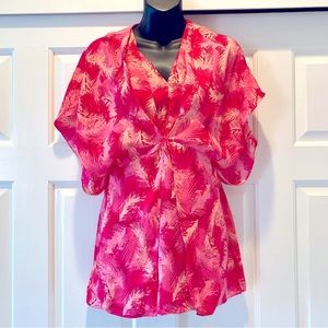 Chadwicks, feather, print blouse, top, size 4